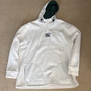 New York Jets White Pullover Hoodie with Green Lined Hood